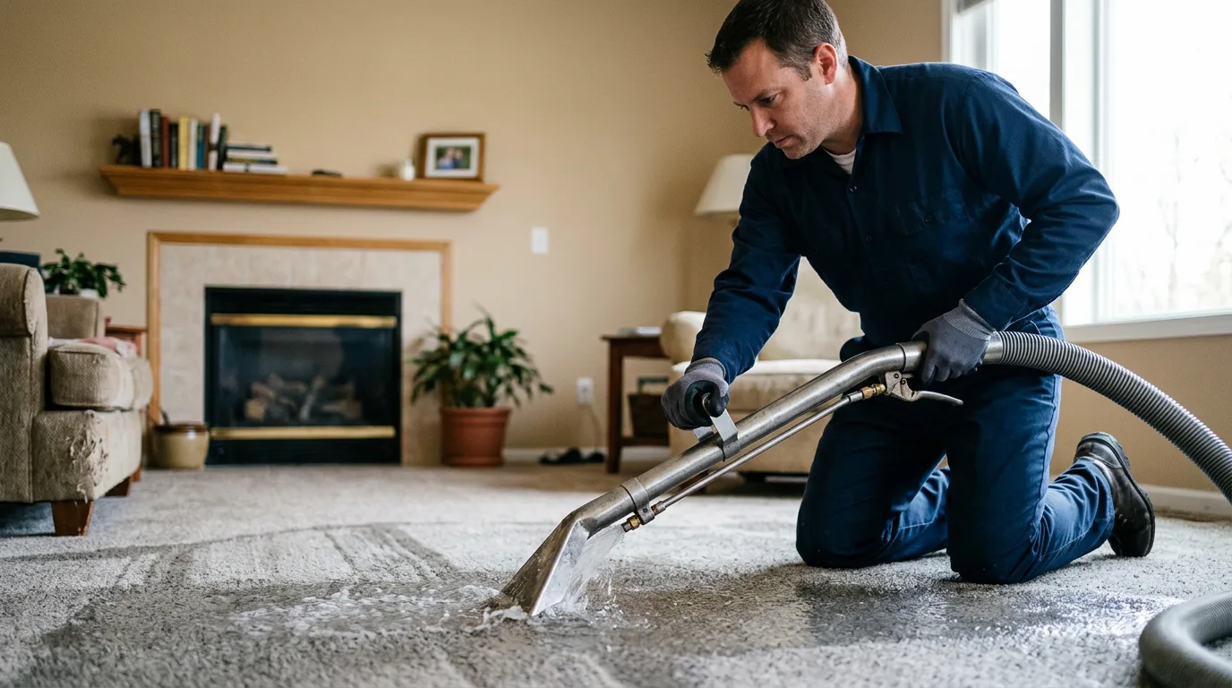 Water damage restoration technician working near Scandia, KS